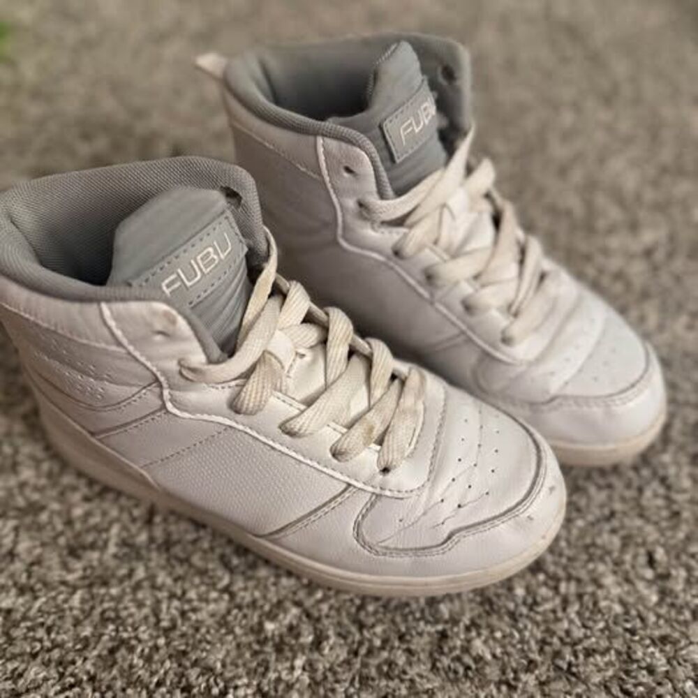 FUBU High Top Sneakers Gray Boys Youth Kids Size 1 Shoes Athletic Basketball